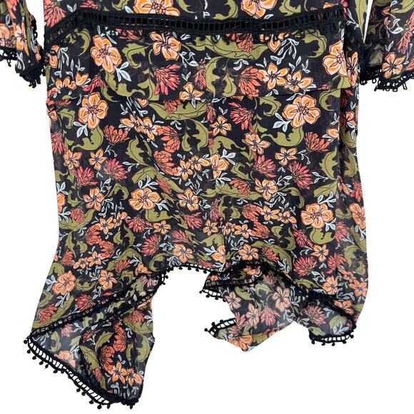 Nicholas V Neck Long Sleeve Sheer Midi Dress Hankerchief Hem Sexy Size 0 - Picture 6 of 8